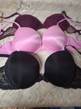 Victoria's Secret Push-Up Bras - Pink, Black, Burgundy
